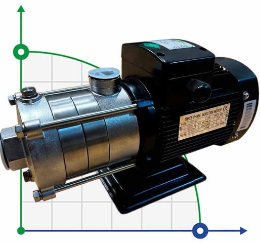 Багатоступінчастий насос для гарячої води DW(S)5-30/055, AISI304, 380V/50Hz горизонтальний