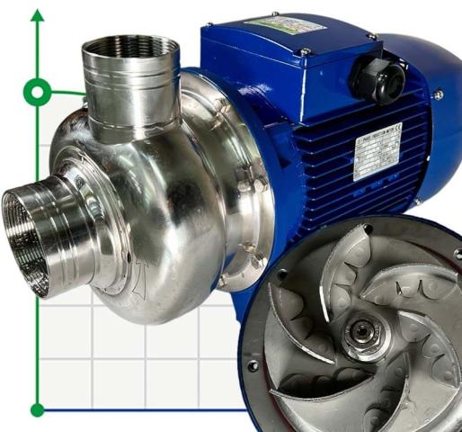 Насос із відкритим робочим колесом BK400, 3,0kW, AISI304, 380V/50Hz, 2900